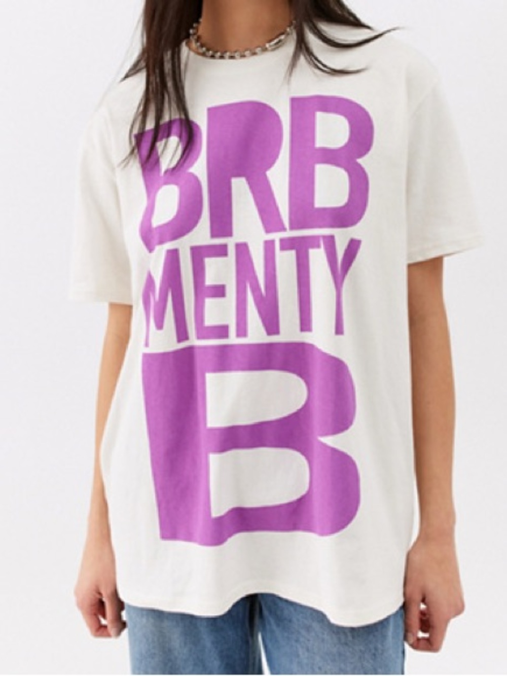 Urban Outfitters Women XL-XXL Ivory Short Sleeve BRB Oversized Graphic Tee NWOT
